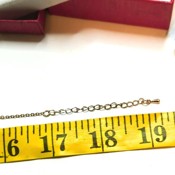 Gold-Tone Heart Necklace With Rhinestone Accents & Adjustable Chain - Picture 4 of 4